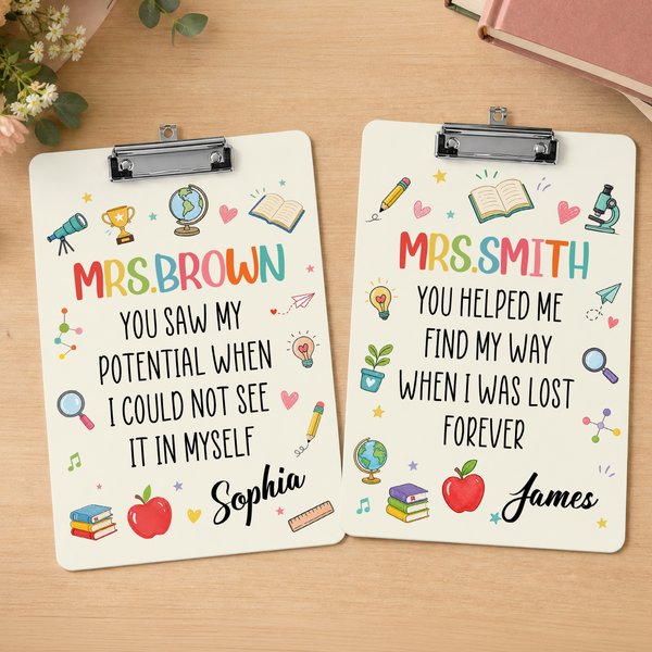 Personalised Teacher Theme Acrylic Clipboard with Name and Text School Supplies Teacher Appreciation Week Teacher's Day Gift for Teacher