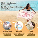 Serviette de plage personnalisée avec nom et motif - Cadeau de vacances d'été pour les femmes
