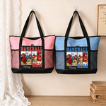 Personalized Bow Baseball Photos Large Tote Bag with Name Number Title and Mesh Pockets Daily Use Travel Birthday Gift for Women Baseball Lovers