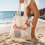 Personalised Crochet Cotton Rope Tote Bag with Name Reusable Beach Travel Accessory Daily Use Birthday Gift for Women Besties