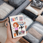 Personalized Multicolour Cartoon Character Travel Theme PU Leather Passport Holder with Name Birthday Graduation Gift for Family Friends