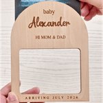 Personalised Wooden Ultrasound Picture Frame with Baby Name and Date Pregnancy Baby Announcement Gift for Grandadrents New Parents