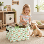 Personalised Multicolour Plaid Cute Pet Photo Design Reusable Storage Basket with Name Daily Use Birthday Gift for Pet Owner