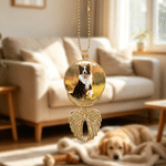 Personalised Angel Wings Heart Photo Paw Print Car Hanging Accessory with Name and Date Loss of Pet Memorial Gift for Dog Cat Owner