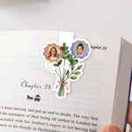 Personalized 1-7 Photo Flower Bouquet Magnetic Bookmark Clip Birthday Gift for Grandma Bookworms Reading Lovers
