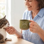 Personalized Engraved Minimalist Dog Cat Line Art Photo 12 oz Ceramic Mug with Name Daily Use Birthday Gift for Pet Lover