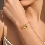 Personalised 1-7 Birthstone Kids Pendant Bracelet Dainty Family Jewellery Birthday Gift for Mum Gran Woman