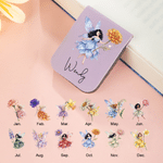Personalized Birth Flower Fairy Magnetic PU Leather Bookmark Clip with Name Daily Use Reading Accessories Birthday Gift for Book Lovers Bookworms