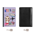Personalized Multicolour Cartoon Character Travel Theme PU Leather Passport Holder with Name Birthday Graduation Gift for Family Friends