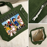 Personalised Baseball Mum 4 Photos Collage Classic Corduroy Tote Bag with Name and Title Daily Use Shopping Game Day Gift for Mum Gran
