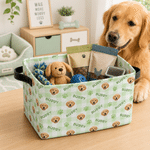 Personalised Multicolour Plaid Cute Pet Photo Design Reusable Storage Basket with Name Daily Use Birthday Gift for Pet Owner