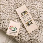 Etiquetas de costura 100% algodón personalizadas con nombre para ropa hecha a mano set de 50 regalo para amantes del tejido y manualidades DIY