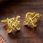 Personalised Laurel Letter Initial Cufflinks with Name Daily Use Anniversary Birthday Gift for Man Groom Husband