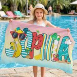 Personalized Colorful Doodle Letter Absorbent Beach Towel and Bag with Name Daily Use Summer Holiday Beach Party Gift for Women Girls