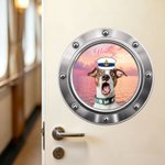 Personalized Round Porthole Fridge Magnet with Pet Photo and Name Home Decor Cruise Vacation Summer Travel Gift for Pet Lovers