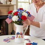 Personalized American Flag Bow Bell 250th Anniversary Ceramic Flower Vase with Name Independence Day Anniversary Gift for Family Friends