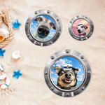 Personalized Round Porthole Fridge Magnet with Pet Photo and Name Home Decor Cruise Vacation Summer Travel Gift for Pet Lovers