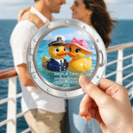 Personalized Cruise Ship Captain & Lady Rubber Ducky Fridge Magnet with Name Text and Year Cruise Vacation Summer Travel Anniversary Gift for Couple