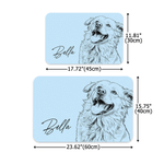 Tapis d'alimentation imperméable pour animaux de compagnie, personnalisé avec une photo de votre animal dessinée à la main dans un style croquis, avec son nom. Décoration d'intérieur, accessoires pour
