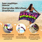 Personalisiertes großes Graffiti Magnet-Strandtuch mit Namen | schnelltrocknend | Sommer Urlaub Outdoor Geburtstag Geschenk für Familie Freunde