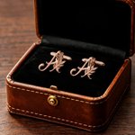 Personalised Laurel Letter Initial Cufflinks with Name Daily Use Anniversary Birthday Gift for Man Groom Husband
