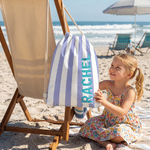 Personalised Multicolour Stripes Drawstring Bag with Name Travel Beach Use Birthday Summer Holiday Gift for Kids Family