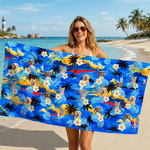 Personalized Tropical Pet Portrait Photos Print Quick Dry Beach Towel Daily Use Beach Party Vacation Birthday Gift for Pet Lovers Owners