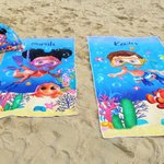 Personlig söt 3D strandhandduk med havsdjur för barn snabbtorkande mjuk och stor med namn perfekt för sommarlov strandfest eller födelsedagspresent