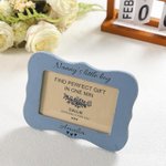 Personalized Light Blue Vintage Wavy Wooden Photo Frame with Text Home Decor Birthday Family Sentimental Gift for Parents Grandparents