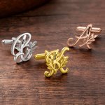 Personalised Laurel Letter Initial Cufflinks with Name Daily Use Anniversary Birthday Gift for Man Groom Husband