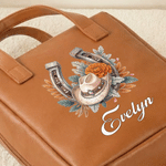 Personalized Cowboy Hat Birth Flower Horseshoe PU Leather Handheld Makeup Bag with Name Birthday Gift for Woman Cowgirl