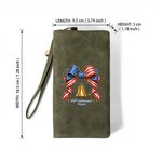 Personalized American Flag Bow Liberty Bell Tri-Fold PU Leather Wristlet Wallet with Card Holder and Name Independence Day Anniversary Gift for Women