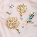 Personalized Wedding Bouquet Pearl Bead Brooch Pin with Text Something Blue Bridal Shower Wedding Gift for Bride