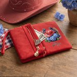 Personalized Cowboy Hat Horseshoe Birth Flower Tri-Fold PU Leather Wristlet Wallet with Card Holder and Name Birthday Anniversary Gift for Cowgirl