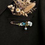 Personalized Wedding Bouquet Pearl Bead Brooch Pin with Text Something Blue Bridal Shower Wedding Gift for Bride