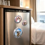 Personalized Round Porthole Fridge Magnet with Pet Photo and Name Home Decor Cruise Vacation Summer Travel Gift for Pet Lovers