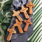 Personalised Baseball Pattern Portable Wooden Pocket Prayer Cross with Name Baptism Daily Prayer First Communion Gift for Baseball Players Christians