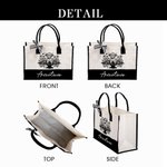 Personalized Highland Cow Sunflower Canvas Tote Bag Linen Makeup Bag with Name Birthday Mother's Day Gift for Highland Cow Lovers