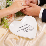 Personalized Engagement Ring Gold Rimmed Dish Jewelry Tray with Couple Names Date and Text Wedding Gift for Couple