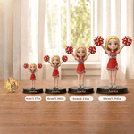 Henkilökohtainen, luova valokuvasta tehty 3D-cheerleader-tyttö-patsas-koriste, jossa teksti; toimistopöydän koriste; joukkuepäivän tai syntymäpäivän lahja cheerleadereille