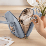 Personalized Cowboy Hat Birth Flower Horseshoe PU Leather Handheld Makeup Bag with Name Birthday Gift for Woman Cowgirl