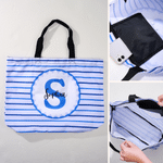 Personalized Colour Stripes Makeup Bag Tote Bag Set with Initial and Name Daily Use Travel Birthday Gift for Woman Bridesmaid
