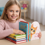 Personalized Hello Cartoon Animals Bookends with Name Daily Use Back to School Teacher's Day Gift for Kids Students Teachers