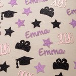 Personalised Glitter Graduation Certificate Cap Design Graduation Confetti Set of 30 with Name and Year Graduation Party Gift for Graduates