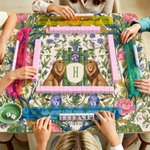 Personalized Chinoiserie Lion Floral Leaf Monogram Non-Slip Mahjong Mat with Storage Bag Game Night Birthday Gift for Mahjong Lover