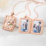 Personalised 3-12 Birthstones Book Shaped Photo Locket Necklace with Name Birthday Daily Wear Anniversary Gift for Mum Grandma Woman
