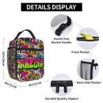 Personalised Graffiti Style Waterproof Portable Lunch Bag with Name Back to School Birthday Picnic Gift for Kids Students