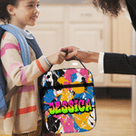 Personalised Graffiti Style Waterproof Portable Lunch Bag with Name Back to School Birthday Picnic Gift for Kids Students