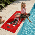 Personalised Y2K Fashion Cartoon Girl Quick Dry Striped Beach Towel with Name Travel Essential Summer Vacation Birthday Gift for Her