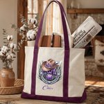 Personalised Cowgirl Hat Birth Flower Horseshoes Large Capacity Tote Bag with Name Daily Use Anniversary Birthday Gift for Her